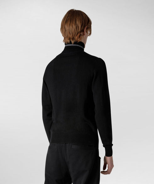 Dolcevita Uomo CAIRI misto lana con logo ricamato Nero PEUTEREY- Francavilla Moda